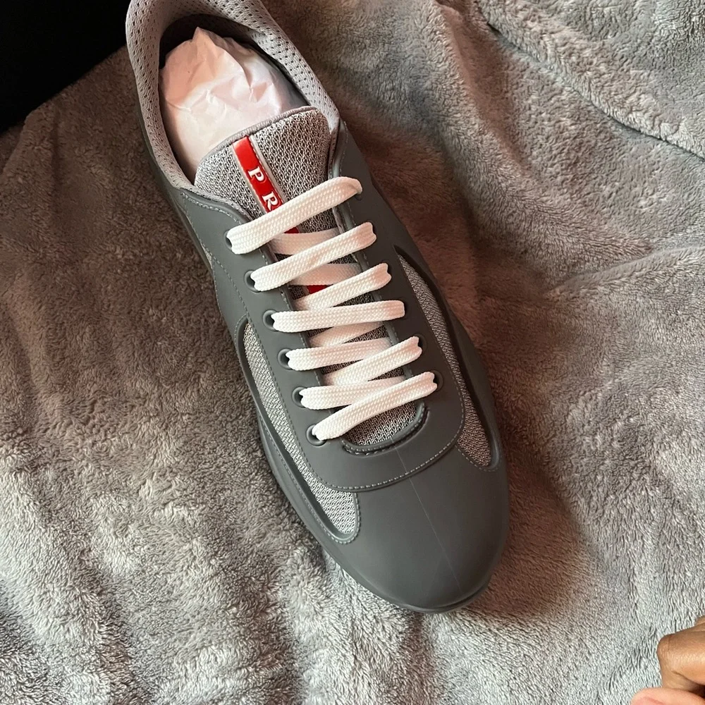 Prada Gray Sneakers Sleek Minimalist Design - Picture 2 of 4